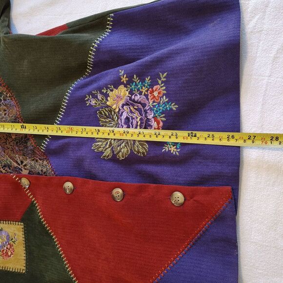 Koret Womens Patchwork Jacket Floral Embroidered Button Granny Tapestry 16W - Picture 7 of 8